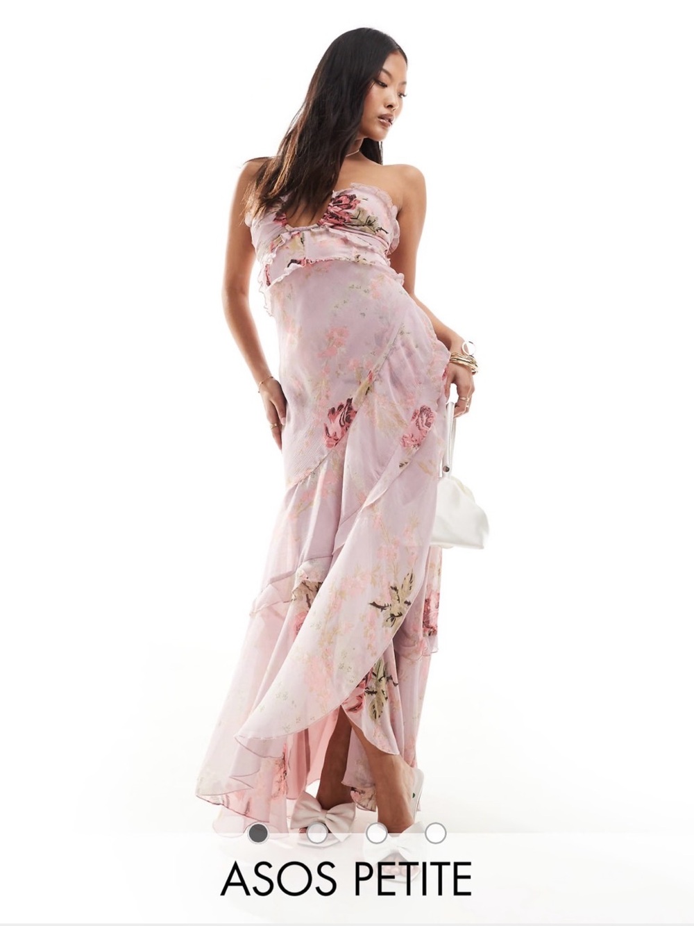 ASOS Petite Halter Ruffle Maxi Dress in Lilac Rose Floral - Wedding Guest Dress